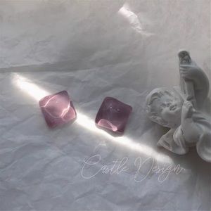 Last One 💕💕💙Purple Water Wave Block Stud Earrings
